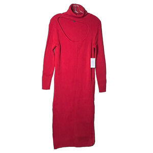 Eloquii Ribbed Turtleneck Midi Sweater Dress Cutout Front